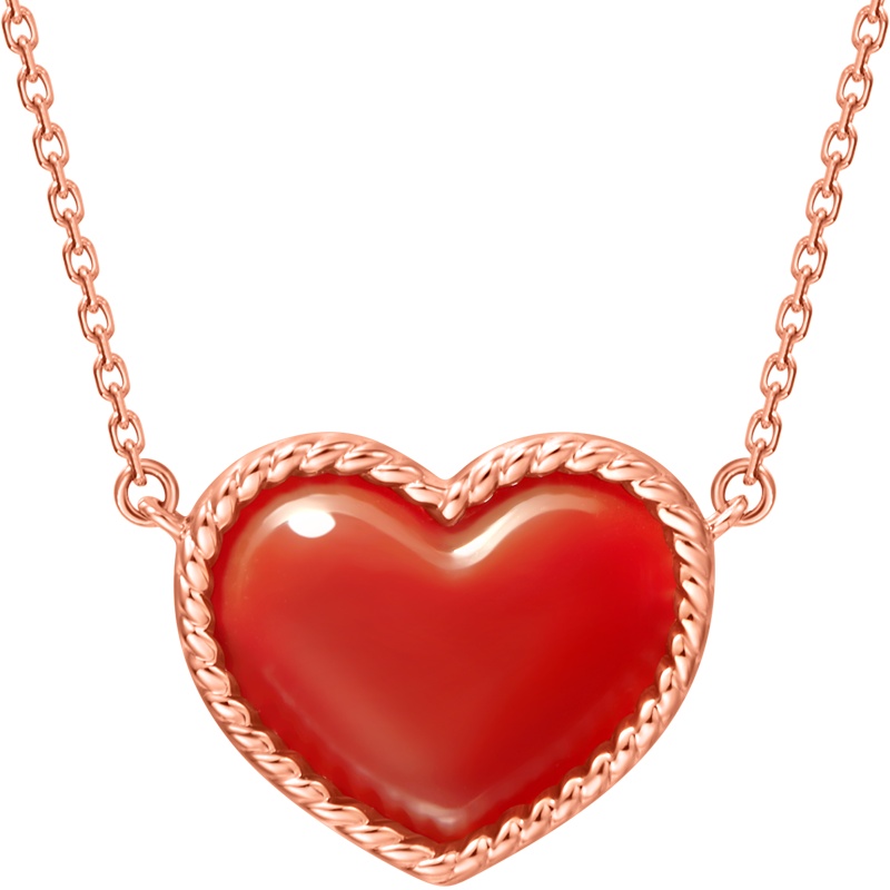 新款周大福珠宝首饰圣诞爱心18K金彩金玛瑙项链V115812