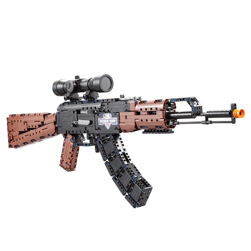 双鹰咔搭 积木玩具枪 瞄准镜AK47吃鸡游戏积木枪 儿童益智拼插 C61009