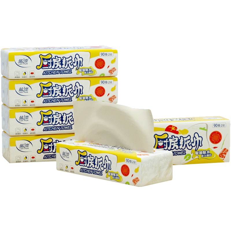 蓝漂本色4包厨房抽取纸巾一次性抹布擦油吸水家用实惠餐巾纸