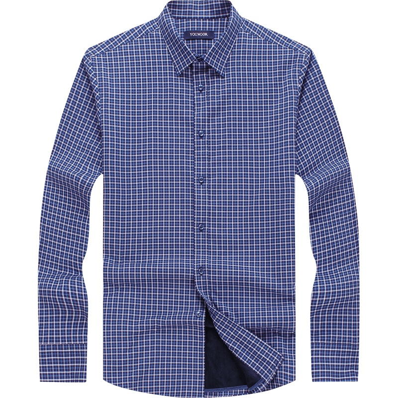 Youngor/雅戈尔秋冬新品男士商务正装纯棉蓝色长袖衬衫394FJA