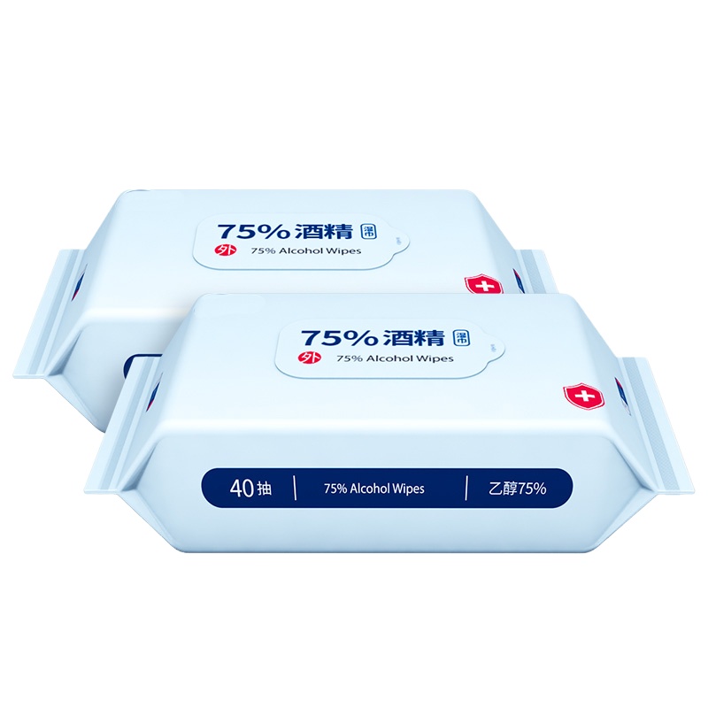 康宝 消毒湿巾75%酒精湿纸巾医疗杀菌擦手医用除菌便携40片 2包装