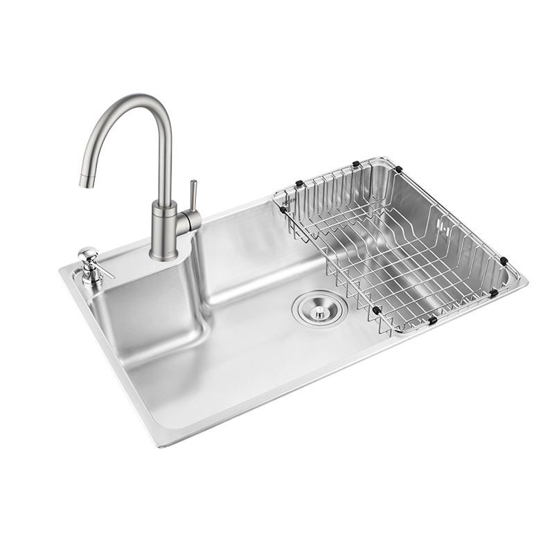 摩恩304不锈钢厨房水槽单槽套餐水龙头台下盆洗碗槽洗菜盆大单槽SK29017SLECP