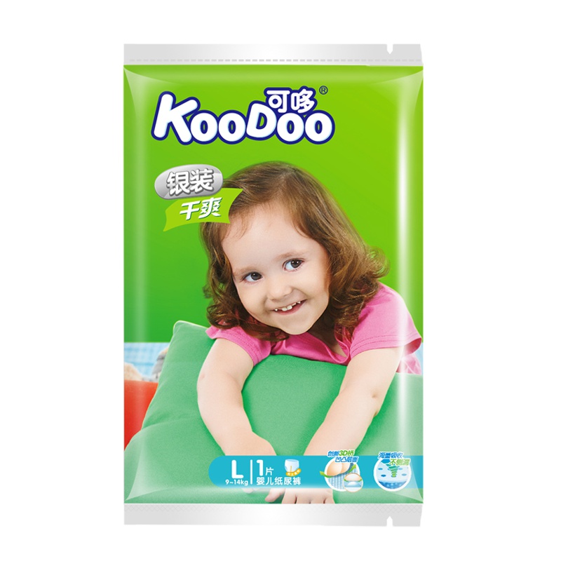 可哆(KooDoo)婴儿纸尿裤尿不湿旅行装单片装L码*1片