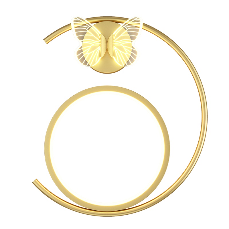 七只蚂蚁 轻奢蝴蝶壁灯卧室床头灯现代简约过道走廊客厅背景墙壁灯北欧轻奢创意壁灯蝴蝶壁灯金色灯具壁灯床头灯装饰灯ZY364