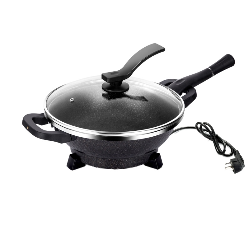 家用多功能电炒锅电热锅古达蒸炸煎煮焖炖炒宿舍炒菜一体式无需电磁炉 麦饭石黑款+钢化盖(送礼包)