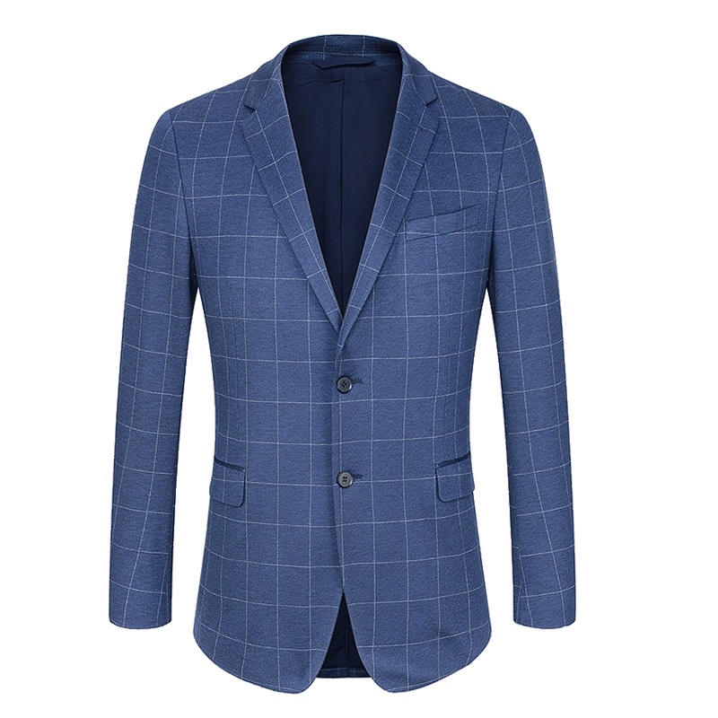 Youngor/雅戈尔男装时尚都市TR面料 修身剪裁 优雅素色蓝色格纹西服015FIY