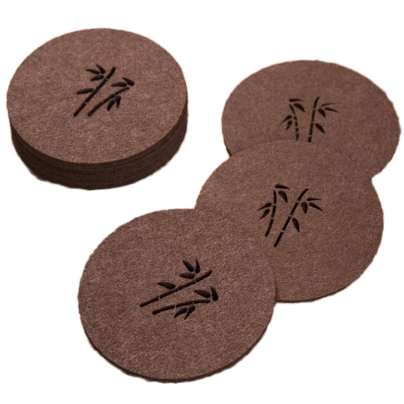 毛毡茶杯垫 防滑防烫吸水中式杯垫 直径9CM8片装