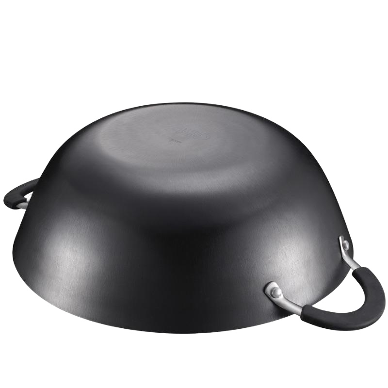 [新品]爱仕达老式家用双耳炒锅深型无涂层铸铁铁锅炒菜锅炖锅磁通多尺寸 黑色