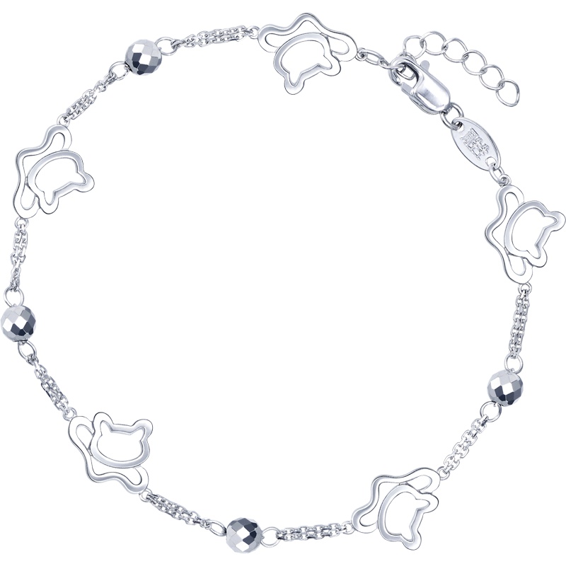 周生生(CHOW SANG SANG) Pt950铂金小猫PetChat手链 90419B计价