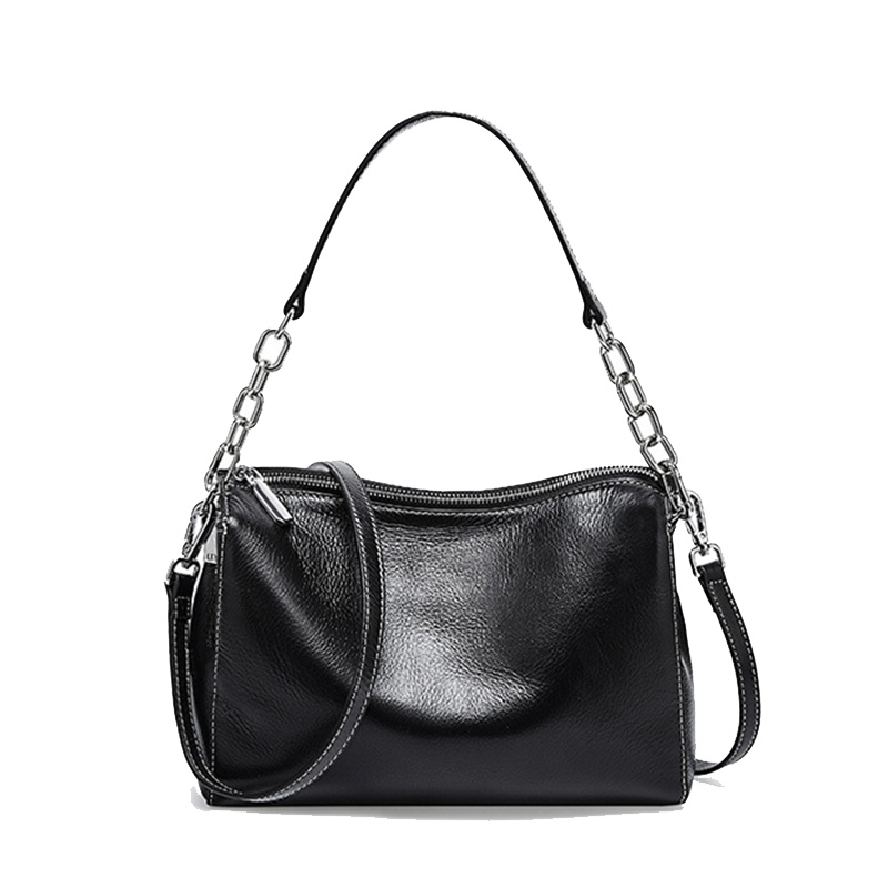 新款夏季洋气质感女士简约牛皮单肩斜跨手提大容量小方包