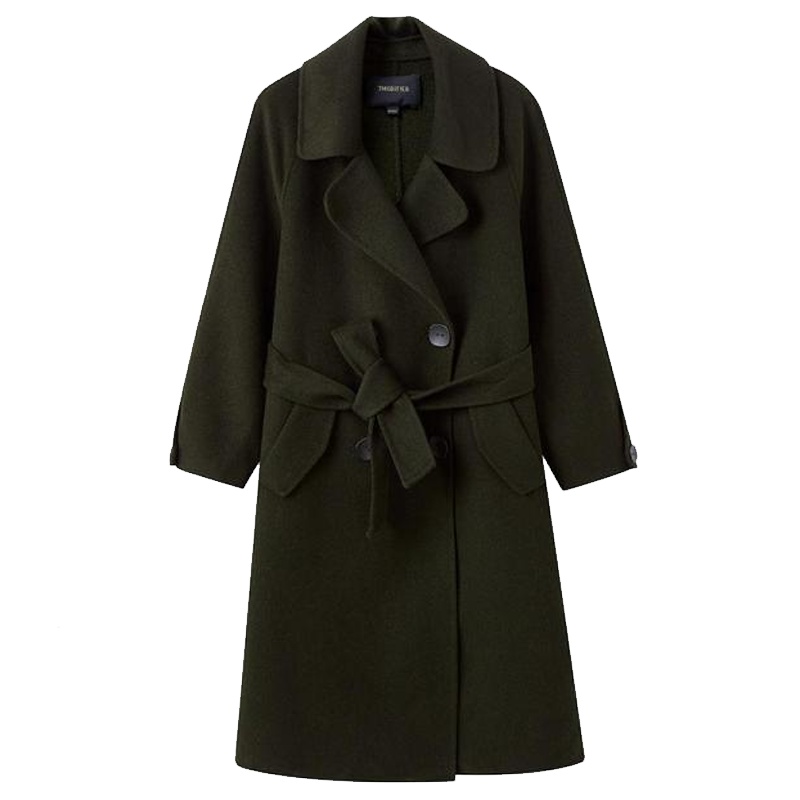 【专柜同款】拉夏贝尔赫本风女中长款羊绒外套韩版秋冬收腰气质双面呢70010870