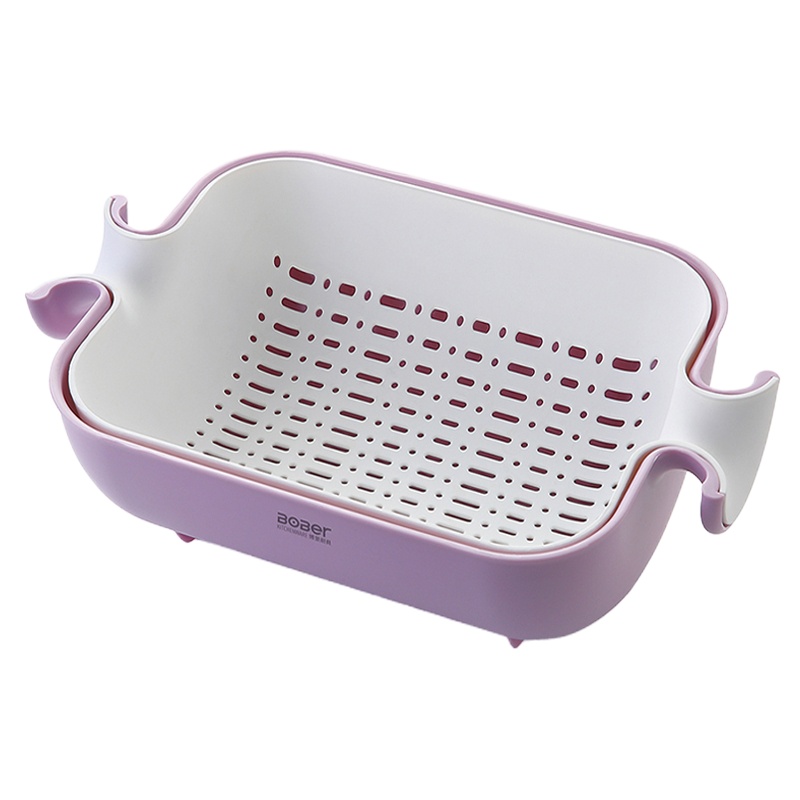博堡 洗菜篮沥水篮BDY-S003A 塑料双层盆子加厚多功能水槽漏水篮