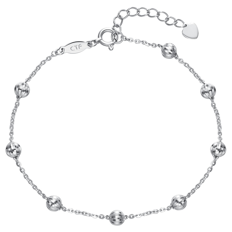 特惠周大福首饰简约时尚西瓜珠PT950铂金手链PT161254