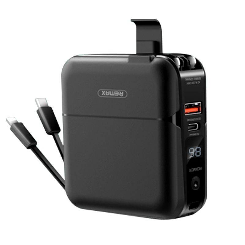 remax睿量无线充电宝自带线15000毫安大容量超薄迷你小巧便携vivo苹果12专用华为小米快充三合一移动电源插头