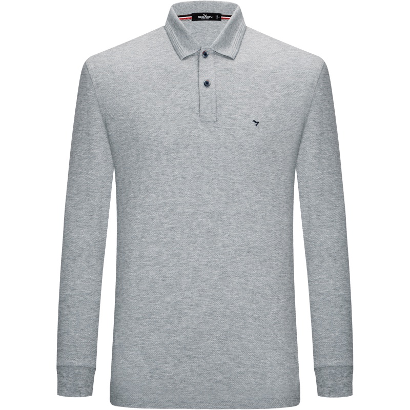 柒牌SEVEN男装长袖polo衫秋季新款商务长袖上衣纯色时尚衬衫