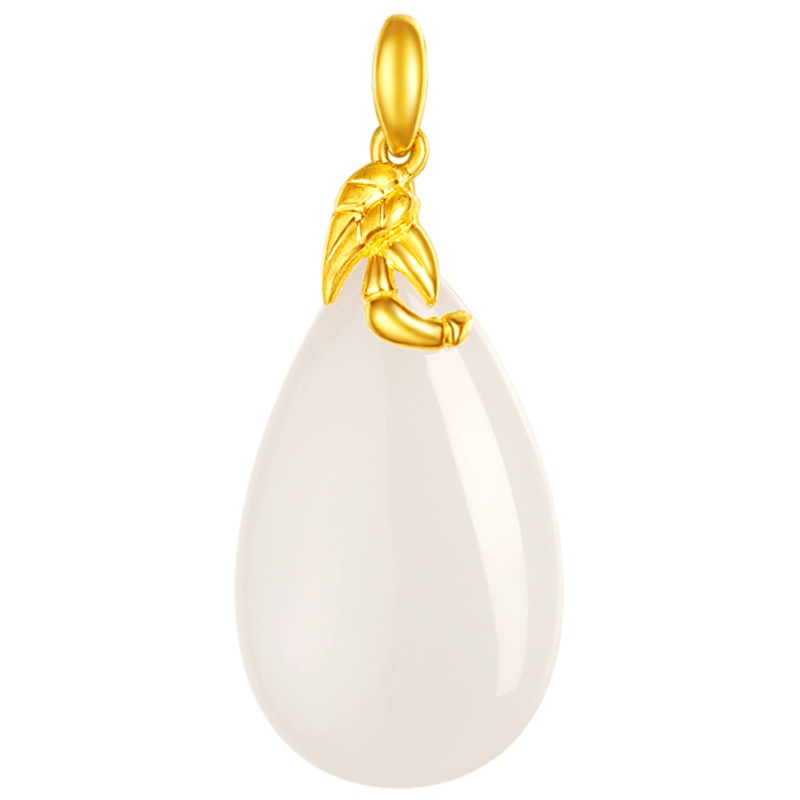 金一国囍足金节节高女士款和田玉吊坠赠银链(定价)ZJDZ045