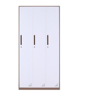 东港家具 窄边套色钢制加厚员工铁皮更衣柜储物寄存包鞋柜泳池车间职工宿舍浴室换衣柜多门带锁柜灰白色可定制 窄边三门更衣柜