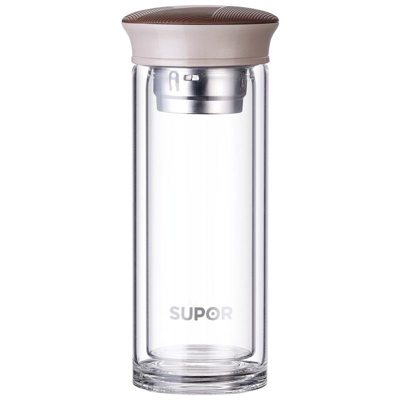 苏泊尔晶韵系列随行双层耐热玻璃杯KC28AU1(摩卡棕)201-300ml