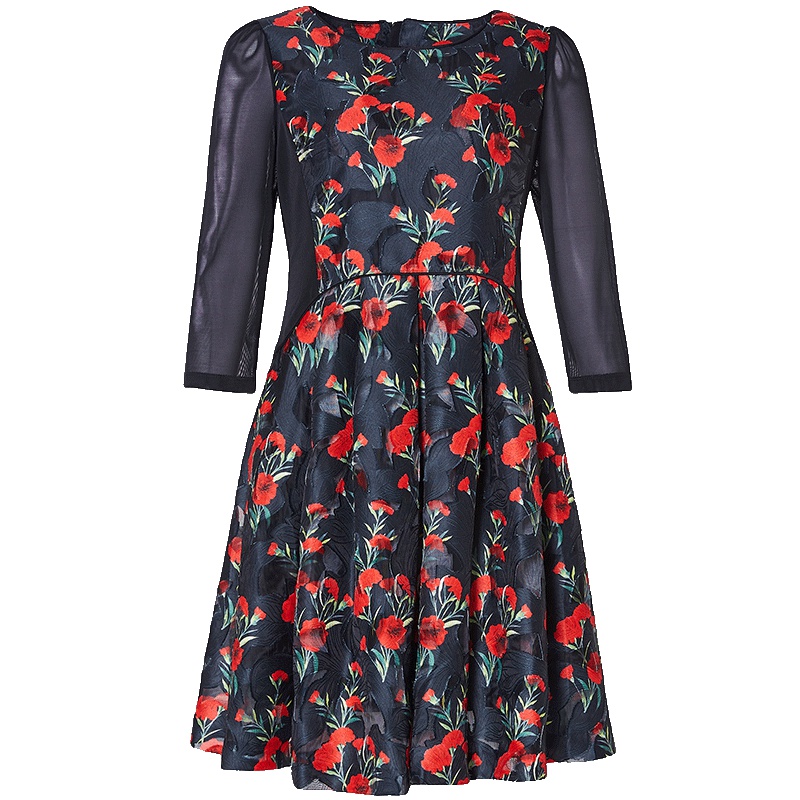 LIEDOW蕾朵2019春季新品连衣裙名媛优雅复古女装淑女显瘦a字裙