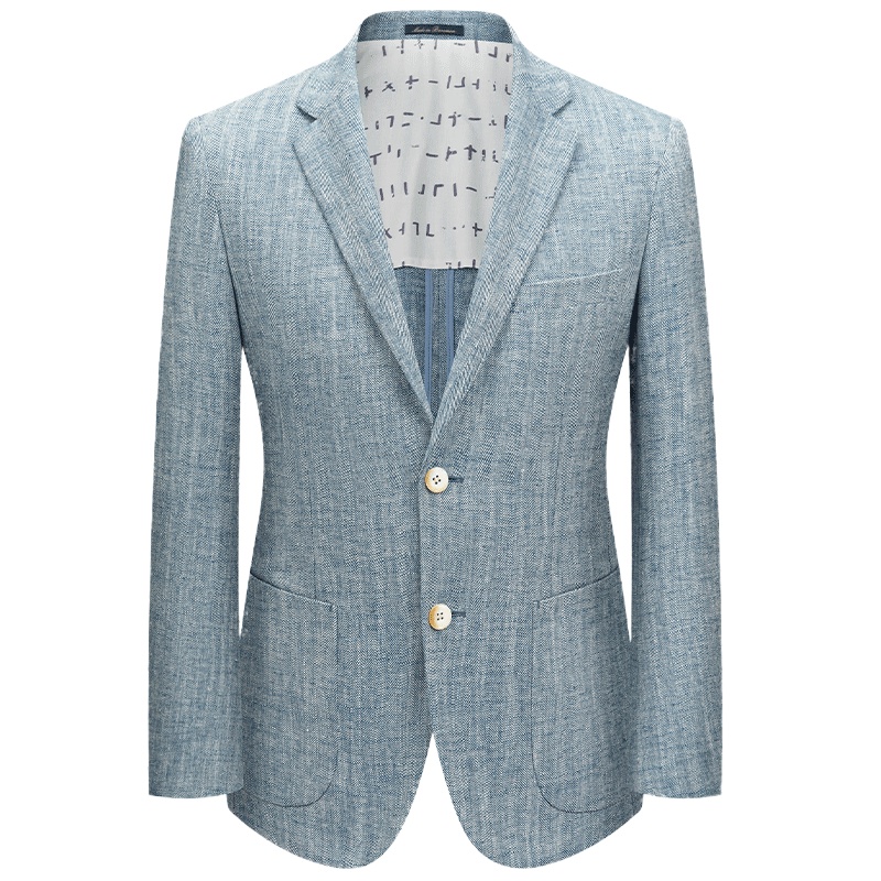 培罗蒙(Baromon)春季新款棉麻西服男薄款半夹修身西装亚麻西服外套EDXBH21202