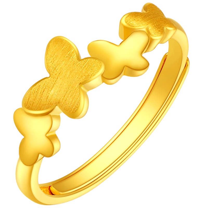 金一国囍足金精品蝴蝶翩翩女款戒黄金戒指送女友浪漫礼物(计价) ABA018