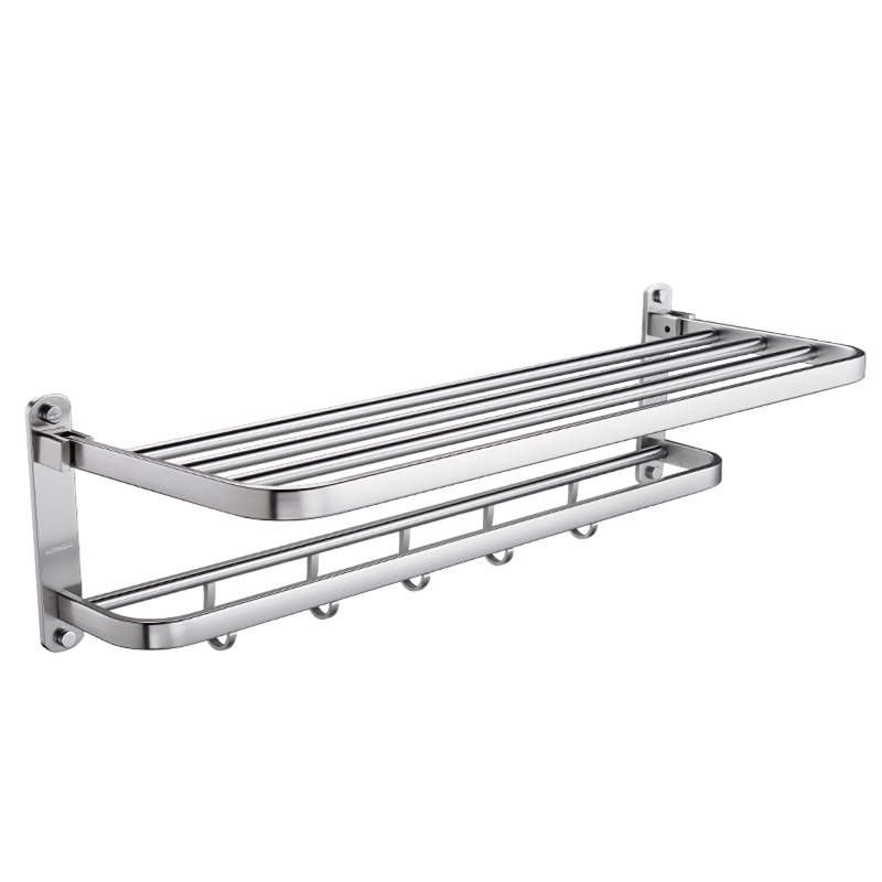 九牧(JOMOO)厨卫浴室优质铝材五金挂件可折叠浴巾架多功能衣钩折叠毛巾架9360系列 太空铝936004