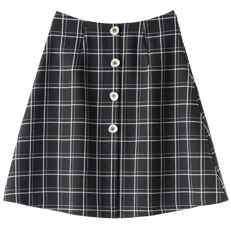 芊艺复古格子半身裙女2019秋季新款韩版显瘦高腰ins超火的a字裙伞裙10723