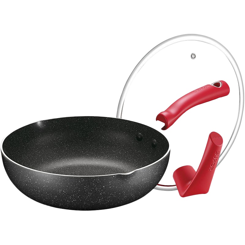 苏泊尔（SUPOR）星星石麦饭石色健康不粘煎炒锅煎盘牛排锅炒菜锅电磁炉燃气灶通用锅具EJ28WP01（有导流口）