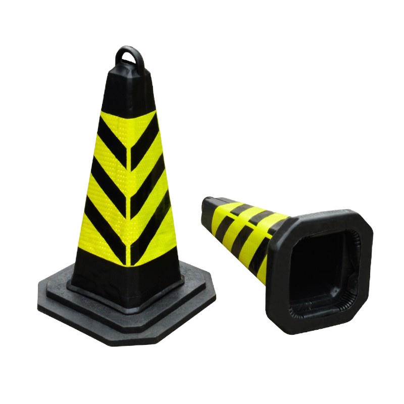 齐鲁安然 塑料交通路锥 方锥 交通反光锥 警示柱 隔离墩 路障 雪糕筒 禁止停车 请勿泊车 黑黄斜纹 橡胶路锥大号
