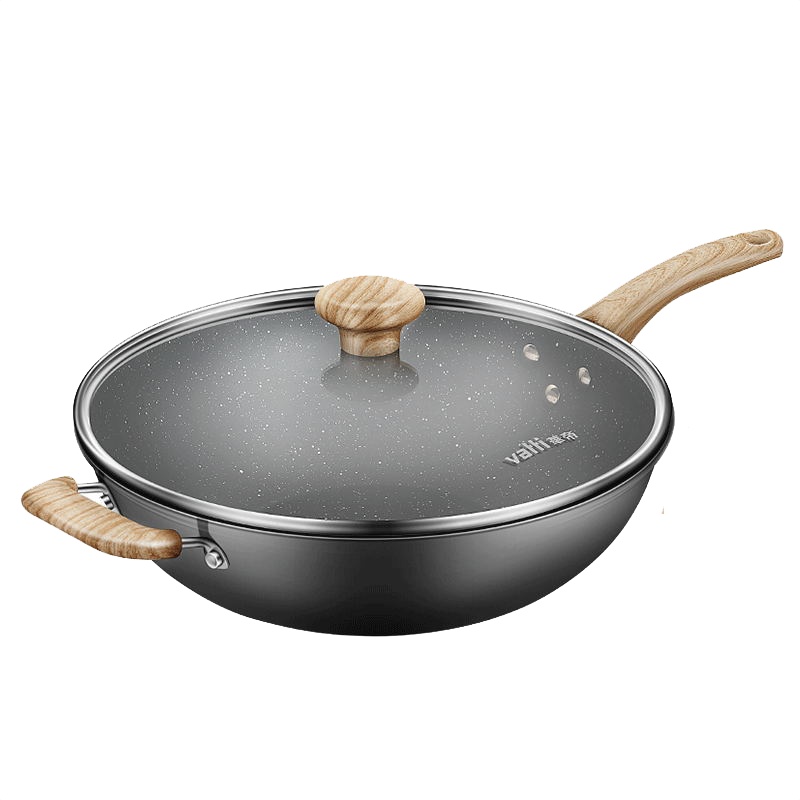 华帝麦饭石锅不粘锅炒锅家用平底锅炒菜锅无涂层电磁炉煤气灶专用