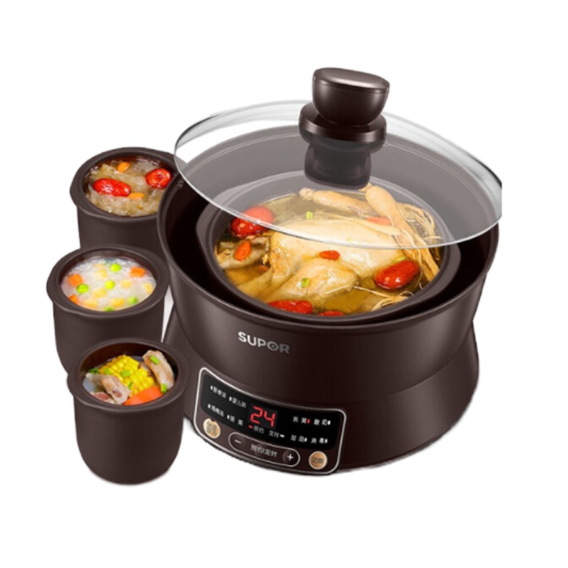 苏泊尔(SUPOR)DZ18YC610电炖锅电炖盅一锅四胆煲汤锅隔水炖陶瓷燕窝煮粥家用砂锅 单个装