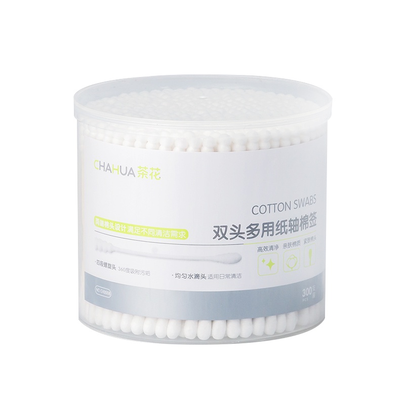 茶花母婴幼儿童双头多用纸轴棉签家用棉球棒(300支)