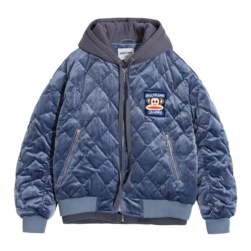 Paul Frank/大嘴猴秋冬羽绒服女宽松韩版假两件连帽大衣X