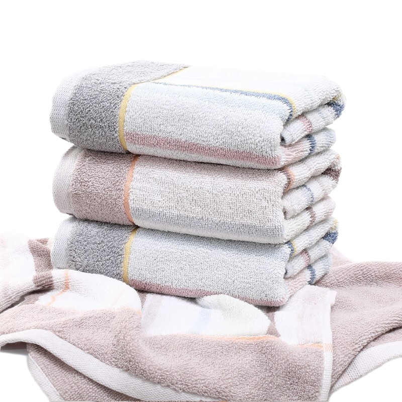 金号毛巾 纯棉简约素色吸水面巾 加厚洗脸 两条装蓝紫 105g条 深灰