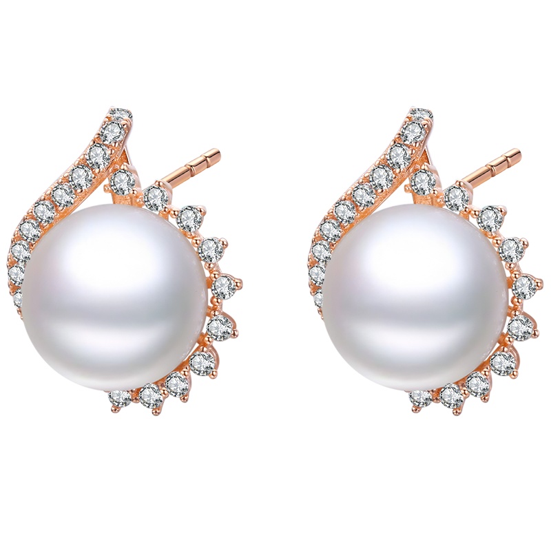 佰色传情925纯银淡水珍珠耳钉女冷淡风耳环新款潮高级感耳饰