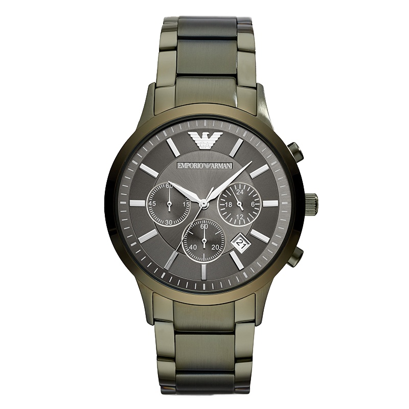 阿玛尼AR11117石英表男士休闲商务腕表 灰盘钢带