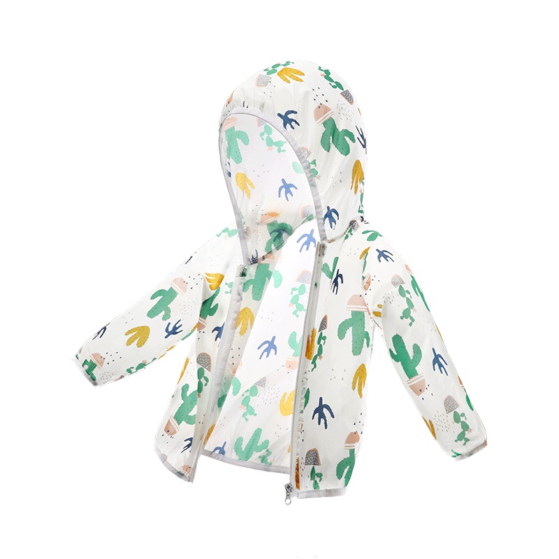 卡伴(Curbblan)童装儿童印花防晒衣连帽皮肤衣薄款外套适合身高90-130cm儿童