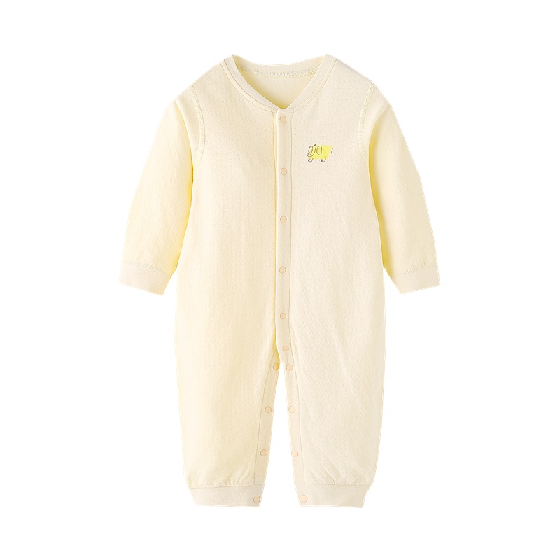 安笛贝乐儿童内衣内裤系列婴儿连体衣男女通用纯棉爬服1-9个月婴儿长袖爬服春夏装外出衣服 52-59-66-73-80cm