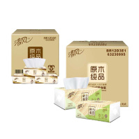 清风 抽纸120抽三层清风原木纯品18包/箱