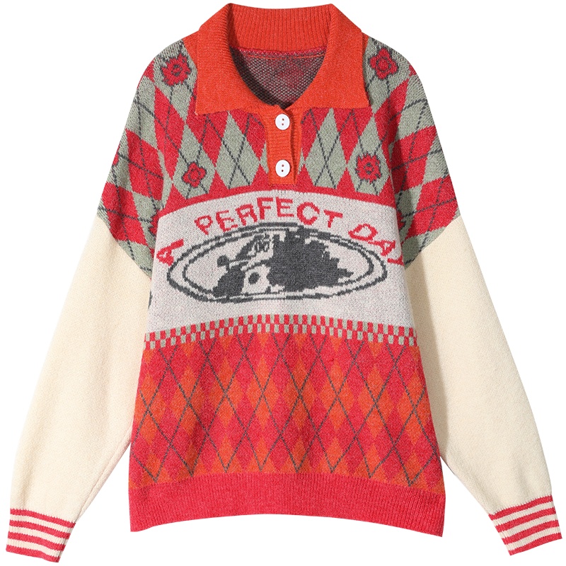 妖精的口袋圣诞风套头女士毛衣2019秋冬季新款宽松外穿ins针织衫