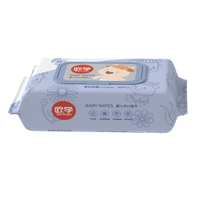 欧孕婴儿湿巾纸新生手口屁专用湿纸巾宝宝80抽*4包家庭实惠大包装