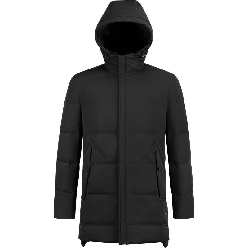 柒牌SEVEN休闲连帽羽绒服时尚中长款纯色保暖外套男