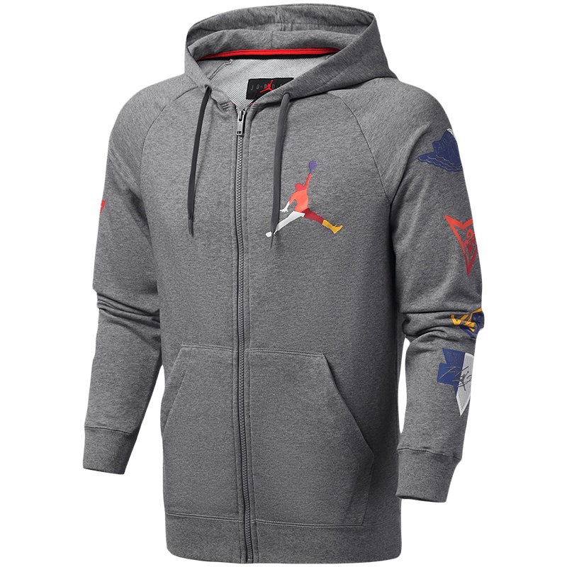 NIKE男装夹克2019年新款JORDAN花臂炫彩LOGO连帽外套运动服CJ7880