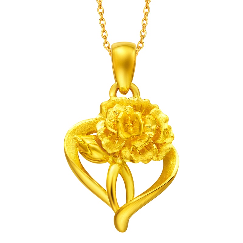 周大福珠宝首饰康乃馨足金黄金吊坠计价（工费58元）F199039