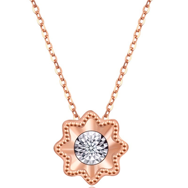 Ryual 18K金钻石项链 玫瑰金女士锁骨吊坠项链 彩金钻石套链项链 黄金计价款送恋人七夕礼物