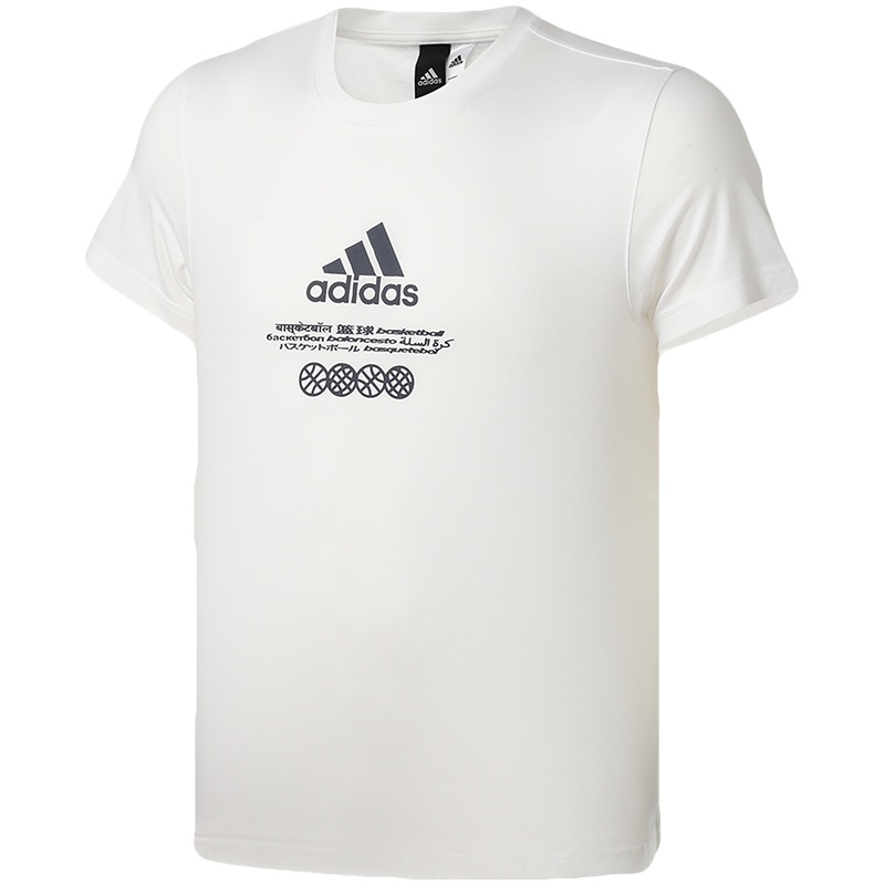 阿迪达斯男服短袖T恤篮球文化印花休闲运动服FM4988