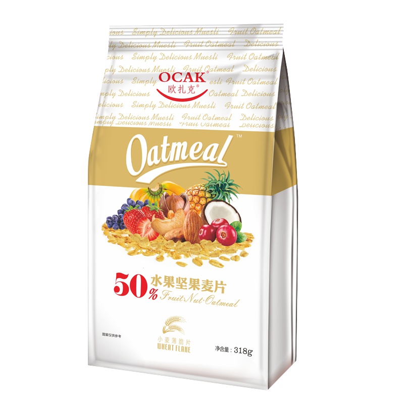 欧扎克(OCAK)50%水果坚果小麦薄脆片即食代餐早餐食品干吃燕麦片318g