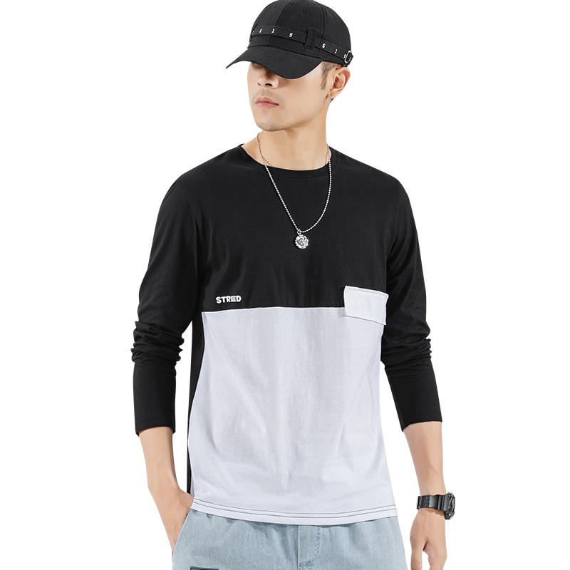 庄吉男士短袖t恤潮牌打底衫长袖宽松体恤潮流修身秋装秋季男装上衣服JU-MD9611