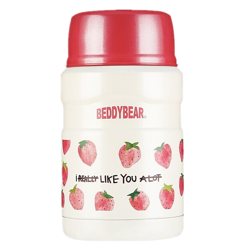 网红优选免费刻字韩国杯具熊BEDDYBEAR甜甜圈焖烧保温杯高真空不锈钢食物罐儿童成人保温杯学生焖烧壶520ML
