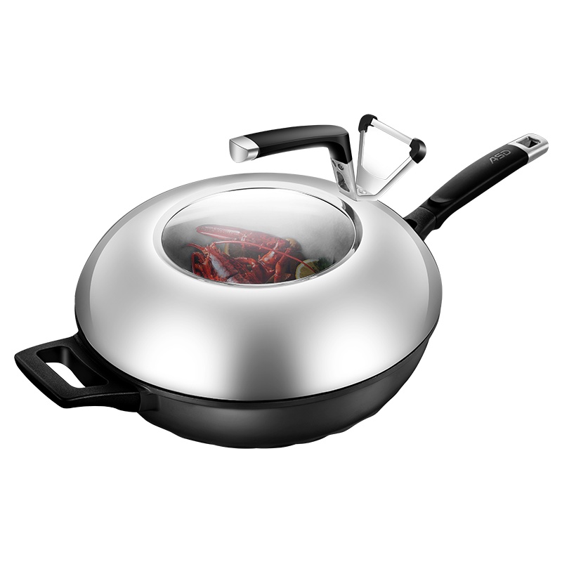 爱仕达(ASD)炒锅32CM 金刚旋风六代钛不粘无油烟炒菜锅炒煎锅 家用不粘锅炒锅 CL32T6Q 燃气电磁炉通用